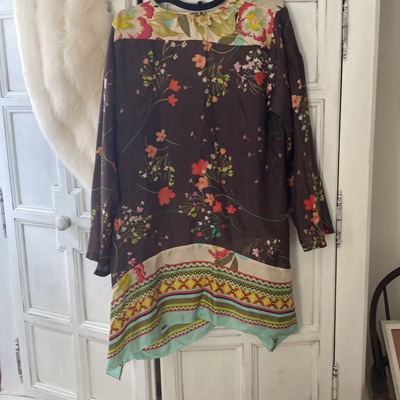 Sundance Silk Tunic Dress Multicolor Floral L - Picture 4 of 5